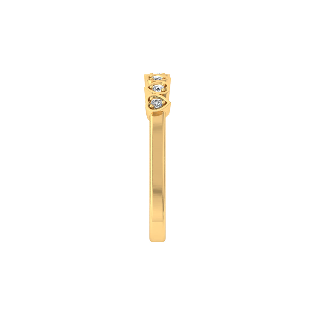 0.07Ct Diamond 14K Solid Gold Heart Shape Wedding Band Women Jewelry