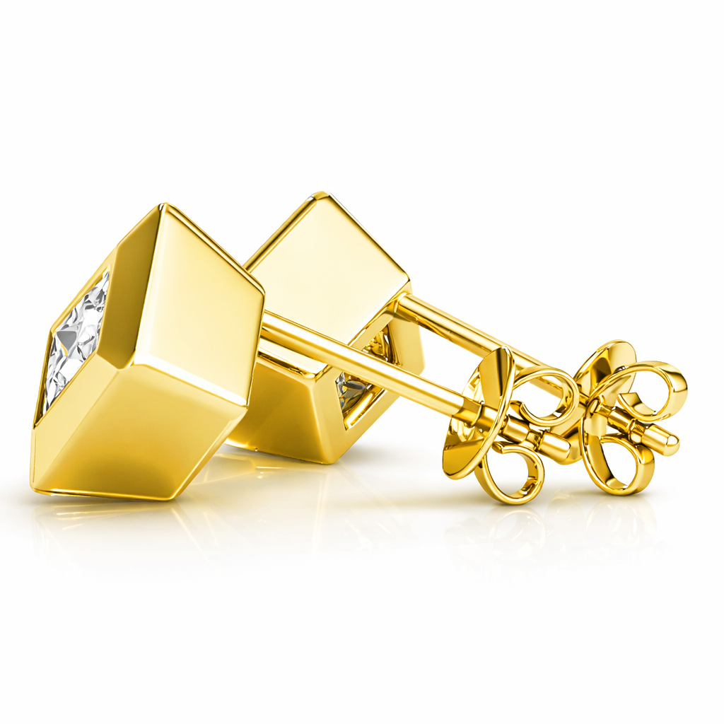 0.25 Ct Princess Cut Diamond Stud Earrings in 14K Rose Gold