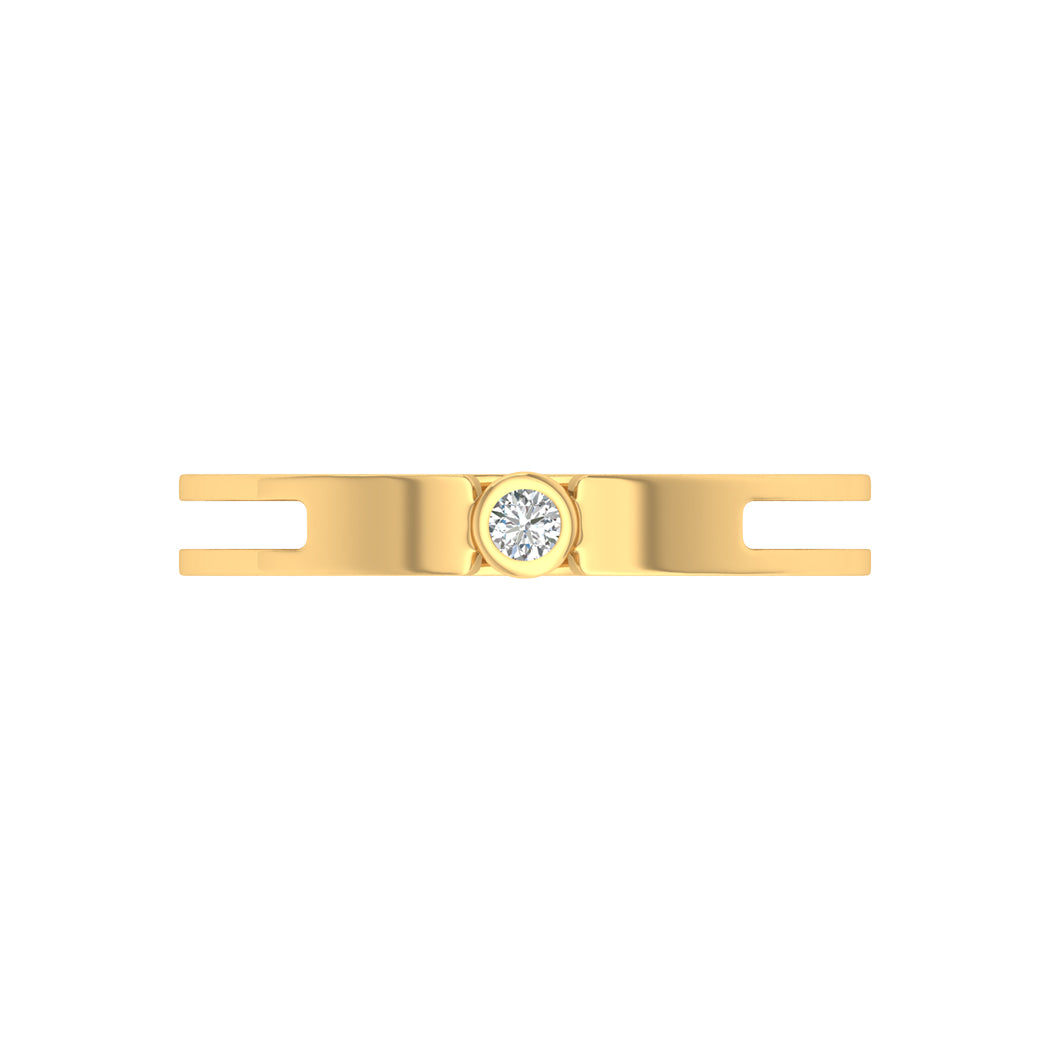 Wedding Band 14K Solid Gold 0.03Ct Bezel Set Diamond Engagement Rings Jewelry