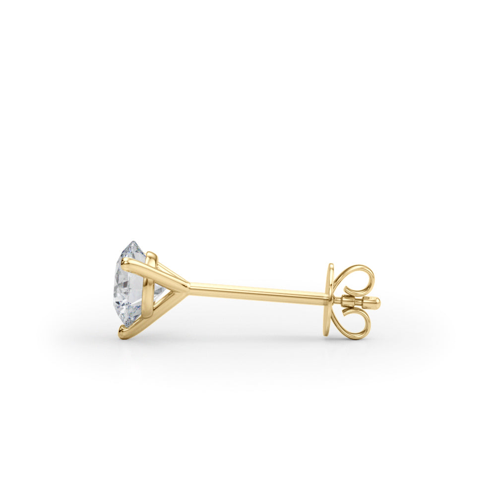 Stud Earrings 1.00Ct Brilliant Diamond 3 Prong Martini In 14K Yellow Gold