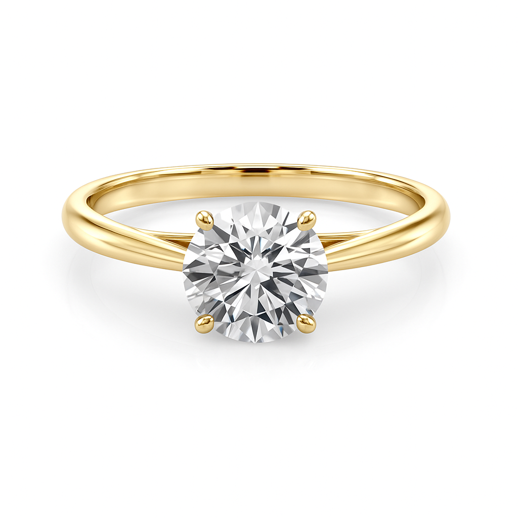 Elegant 0.33 Ct Round Moissanite Solitaire Ring in 14K Gold – 4-Prong Classic Setting