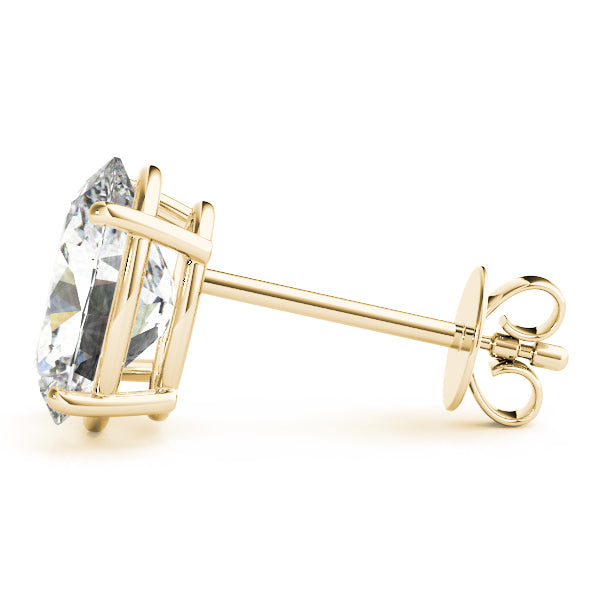0.15Ct Oval Stud Earrings In 14K Solid Yellow White & Rose Gold