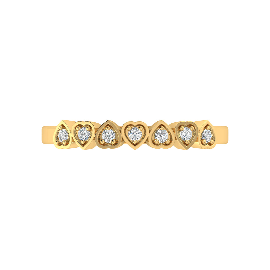 0.07Ct Diamond 14K Solid Gold Heart Shape Wedding Band Women Jewelry