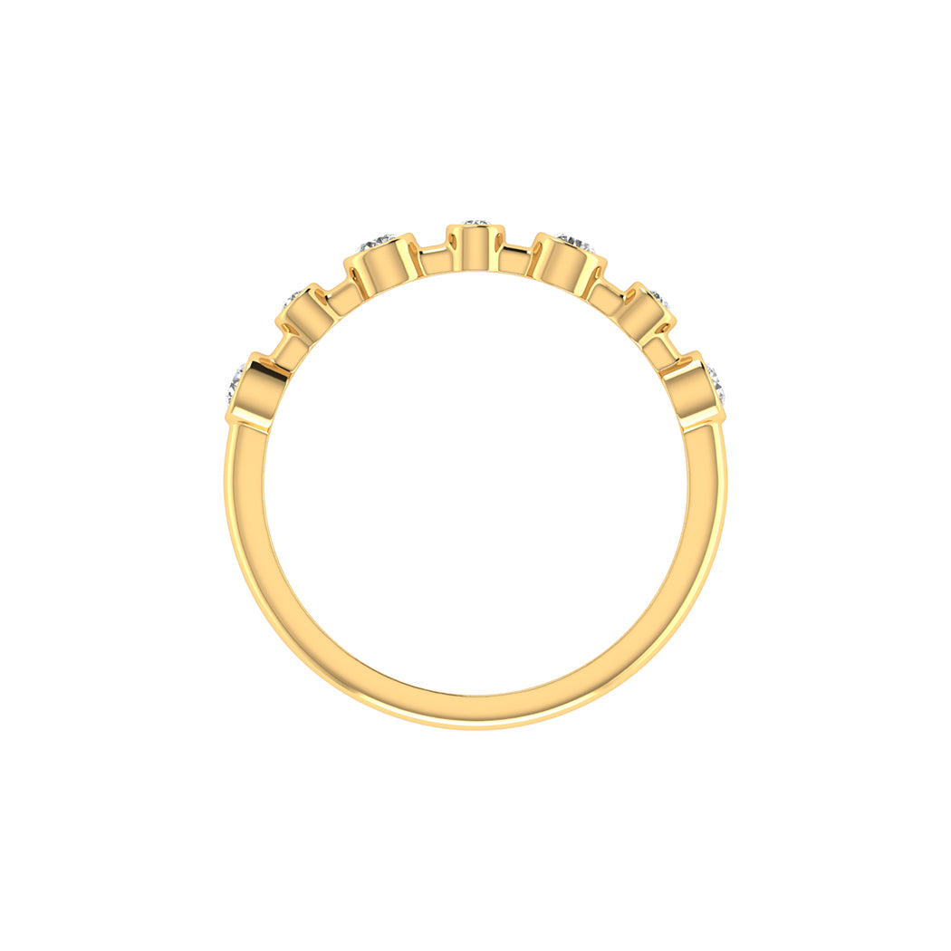 0.17Ct Bezel Set Diamond 14K Gold Wedding Band Women Jewelry