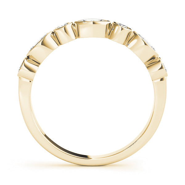 0.35Ct Marquise Round Bezel Set Wedding Band in 14K White/ Rose & Yellow Gold