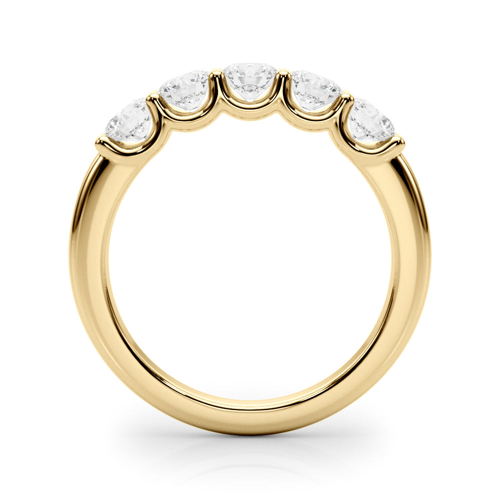 1/2 Ct Classic 5-Stone FG/VVS1 Diamond Band Ring in 14K White/Rose & Yellow Gold