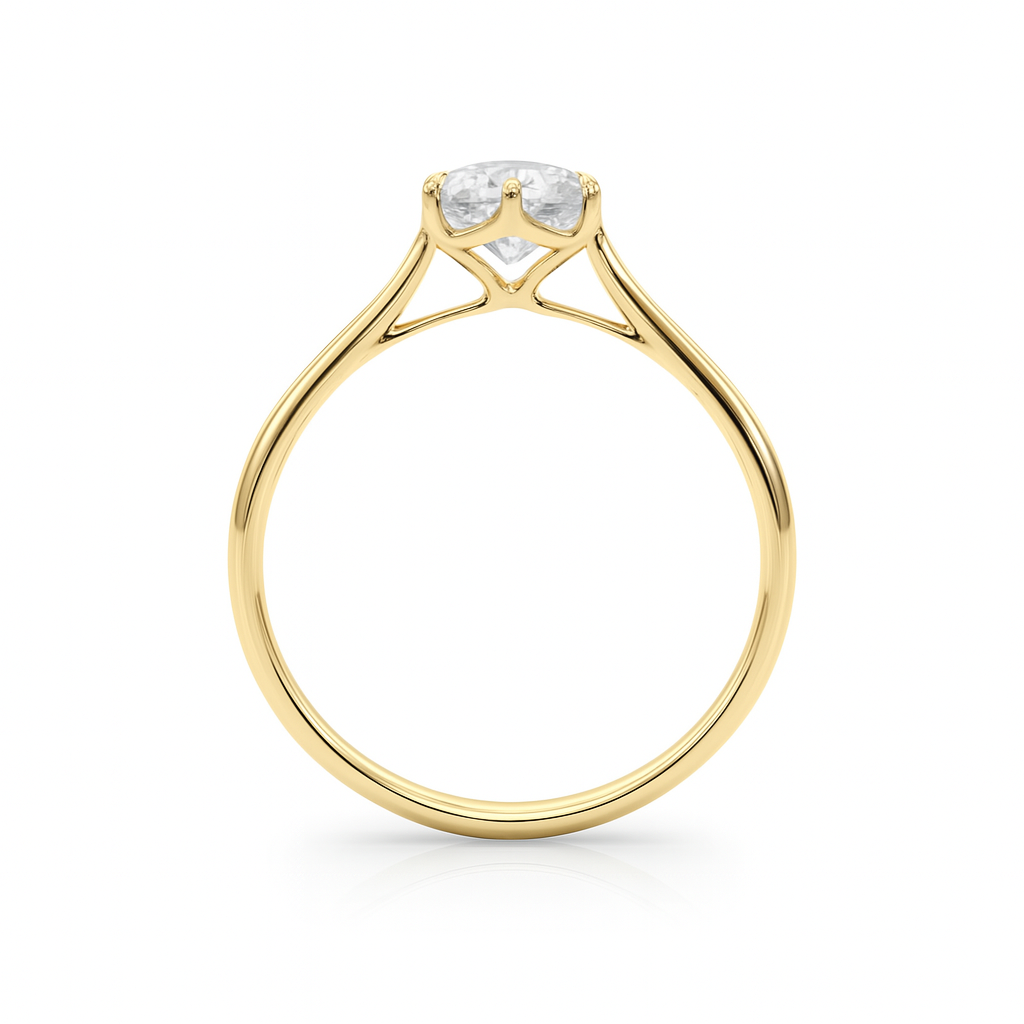 0.33 Ct Round Lab Grown Diamond Solitaire Ring in 14K Gold – Classic 6-Prong Setting