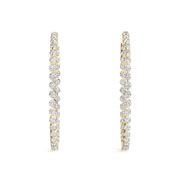 1.14CT Diamond 25mm Diameter Hoop Earrings In 14K Yellow Gold