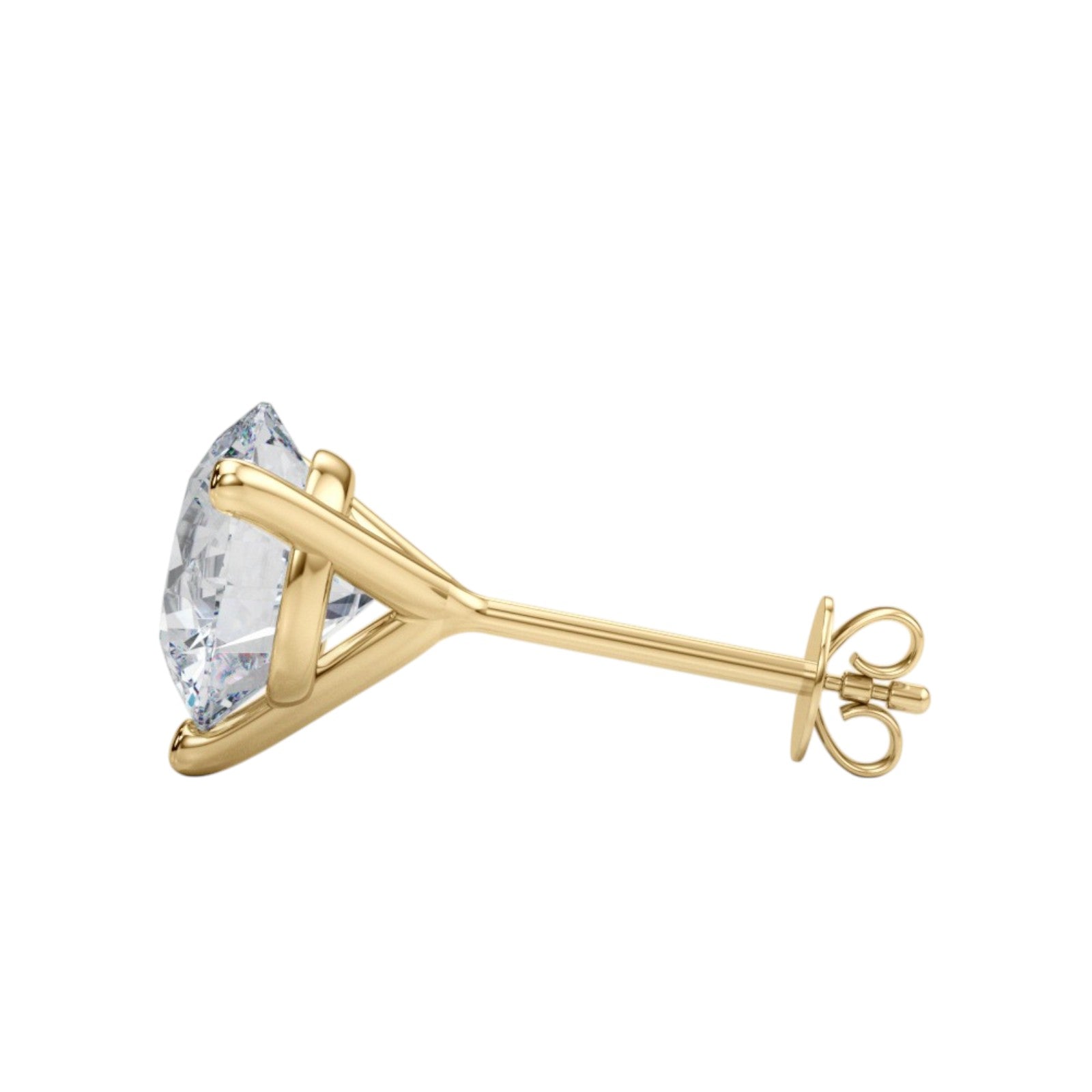 0.30 Carat Round Cut Diamond Martini Stud Earrings With Push Back In 14K White & Yellow Gold
