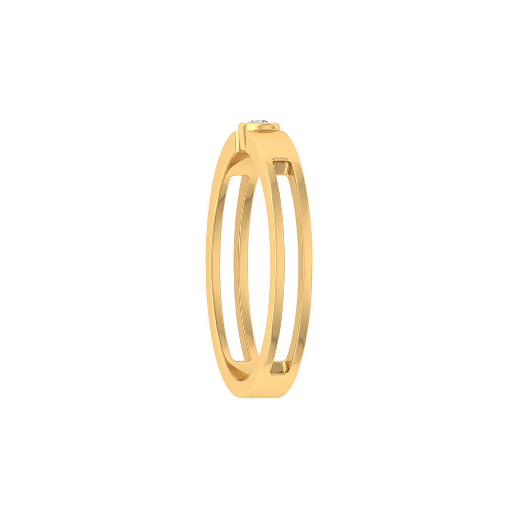 Wedding Band 14K Solid Gold 0.03Ct Bezel Set Diamond Engagement Rings Jewelry