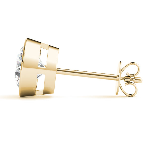 0.30Ct FG/VVS1 Brilliant Diamond Bezel Set Stud Earrings in 14K Gold Jewelry