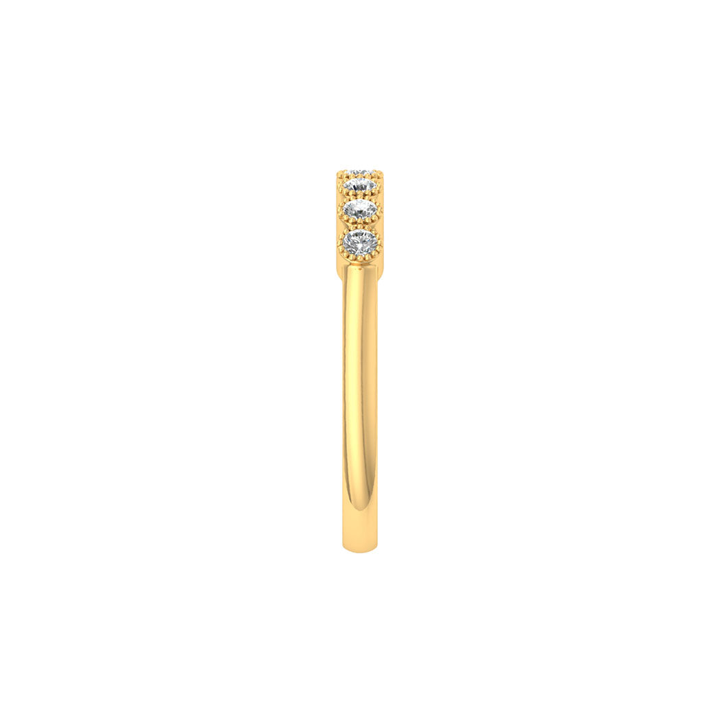 Wedding Band 14K Gold 0.25Ct Bezel Set Diamond Women Jewelry