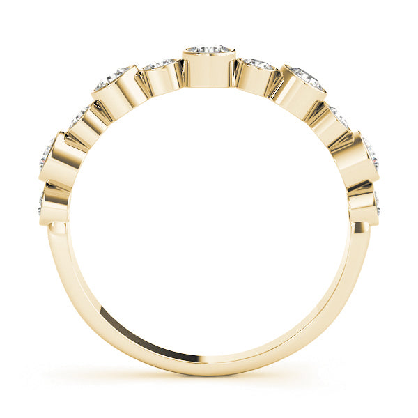 Wedding Stackable Band 1/2Ct Bezel Set Diamond 14K Solid Gold Women Jewelry