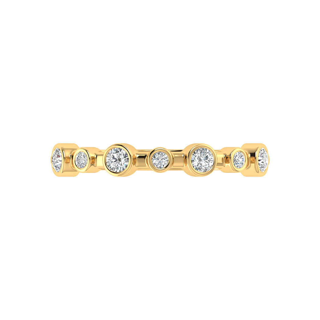 0.17Ct Bezel Set Diamond 14K Gold Wedding Band Women Jewelry