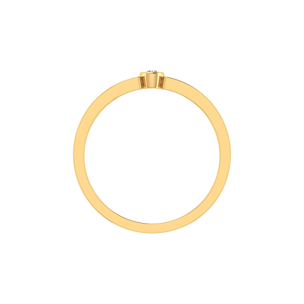 Wedding Band 14K Solid Gold 0.03Ct Bezel Set Diamond Engagement Rings Jewelry