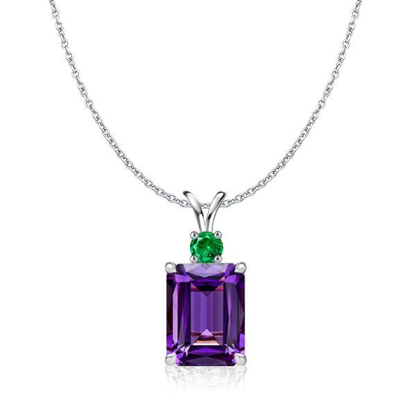 Jewelry 5.80 CT. TW. Emerald Cut Amethyst Necklace & Drop Earrings Set