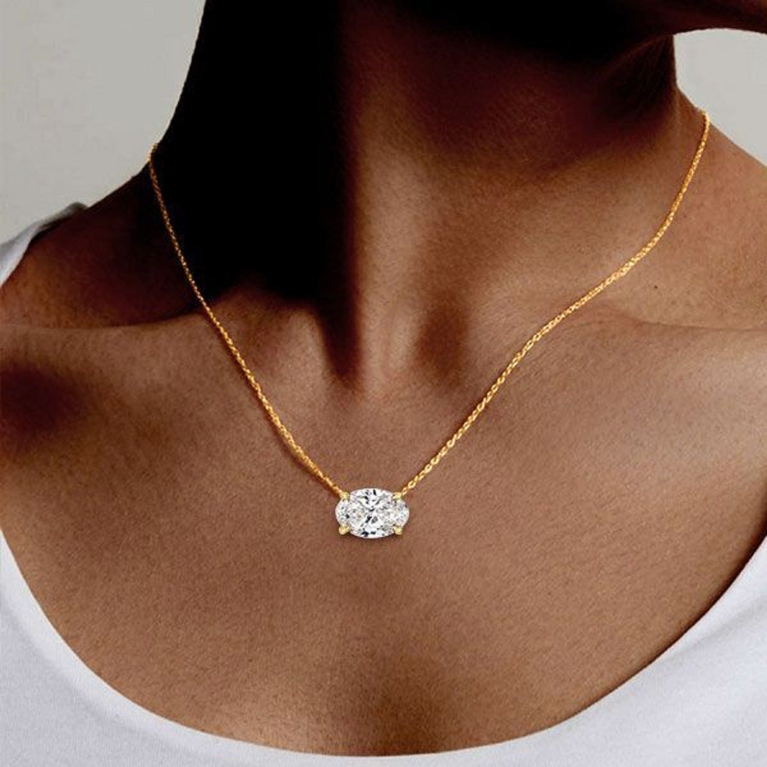 4.50 Ct Oval Pendant Necklace & Oval Stud Earrings Set in 18K Gold Plated with Sapphire Stones