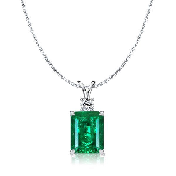 2.60 CT. TW. Emerald Cut Emerald Necklace & Drop Earrings Set