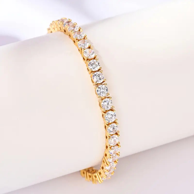 4mm Round Cut Moissamite Tennis Bracelet, Valentine'S Day Gift, Women'S Bracelet
