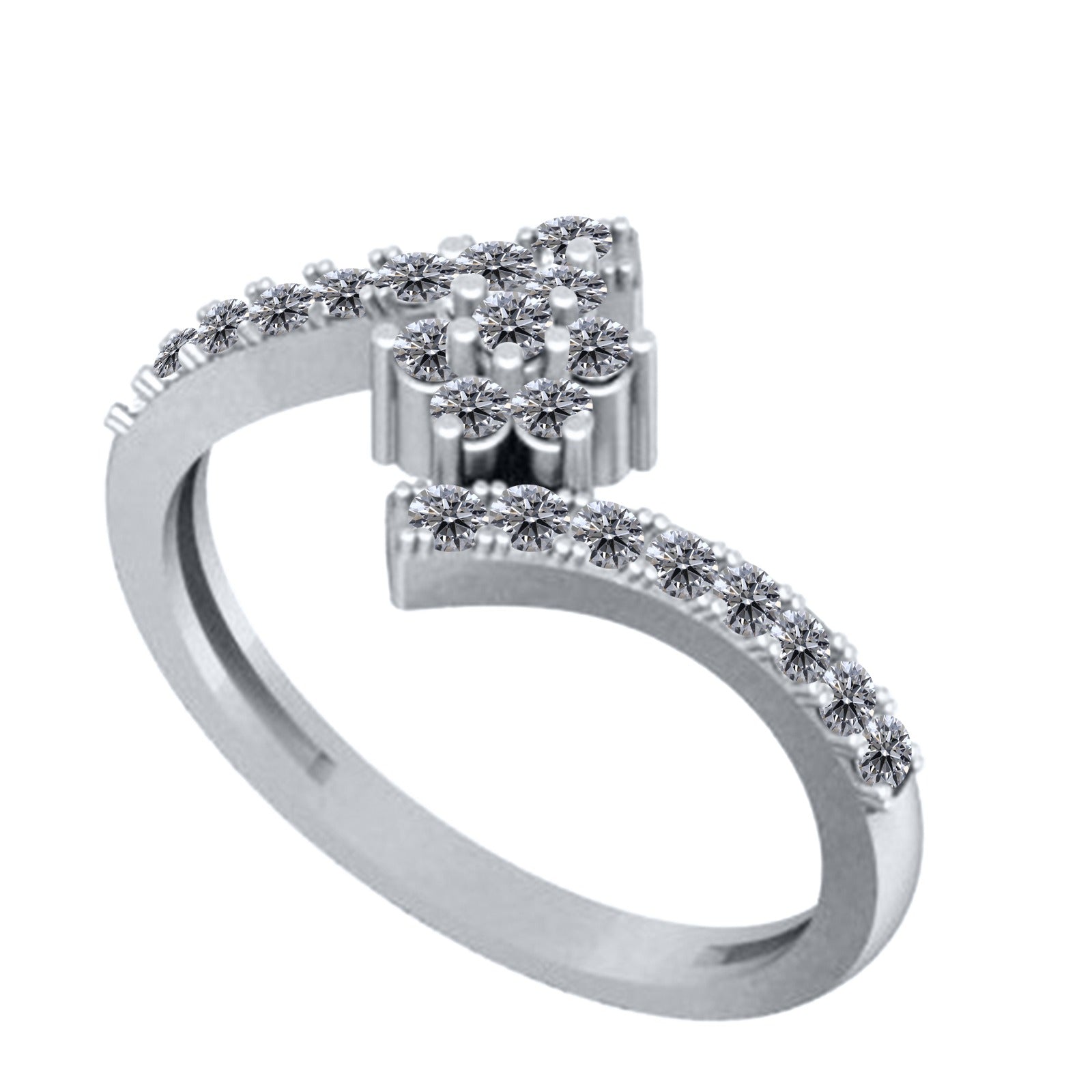 1/2 Carat Natural Diamond Wedding Engagement Ring in 18K Solid White Gold