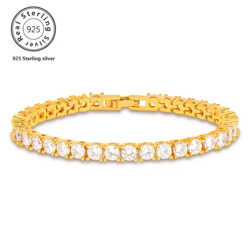 4mm Round Cut Moissamite Tennis Bracelet, Valentine'S Day Gift, Women'S Bracelet
