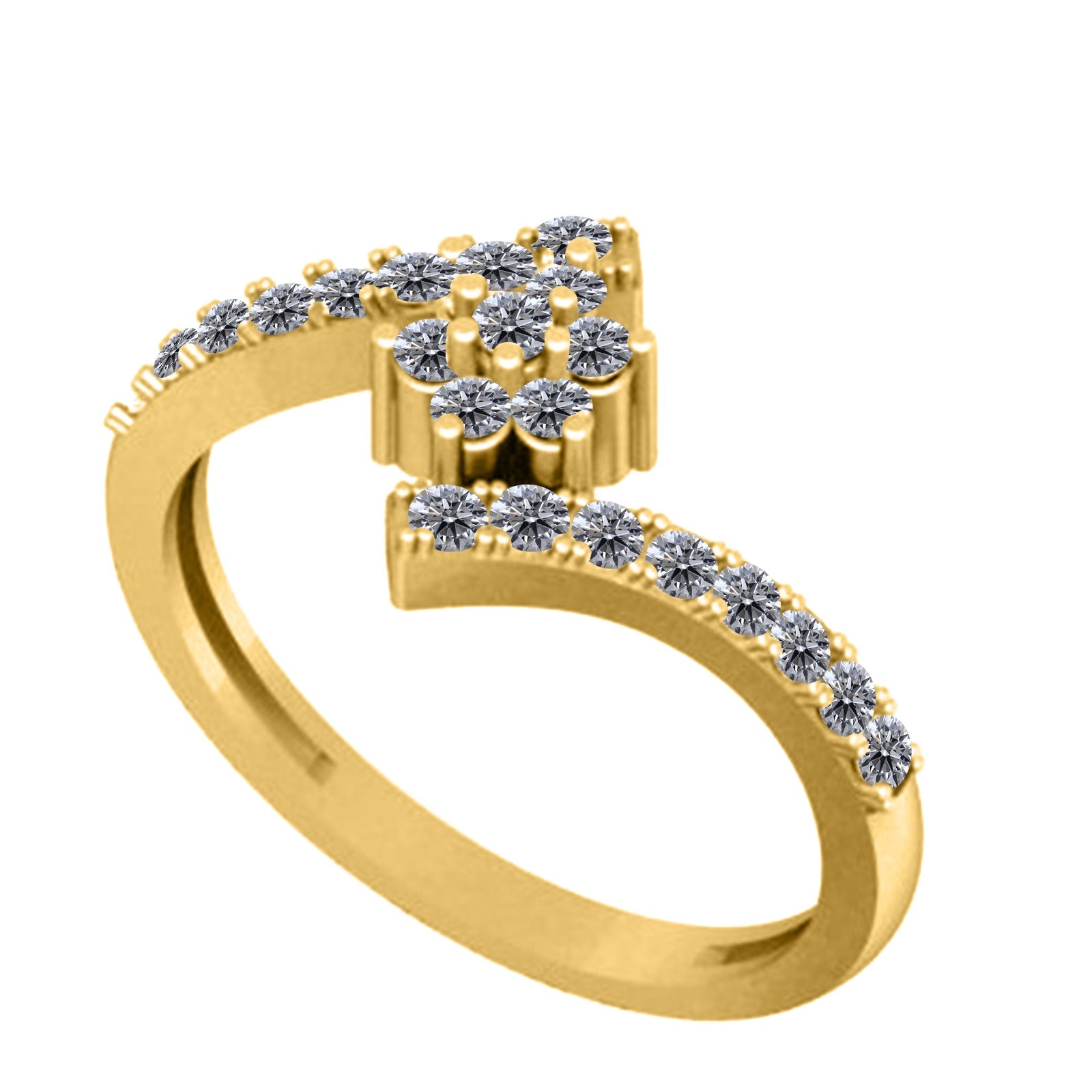 1/2 Carat Natural Diamond Wedding Engagement Ring in 18K Solid Yellow Gold