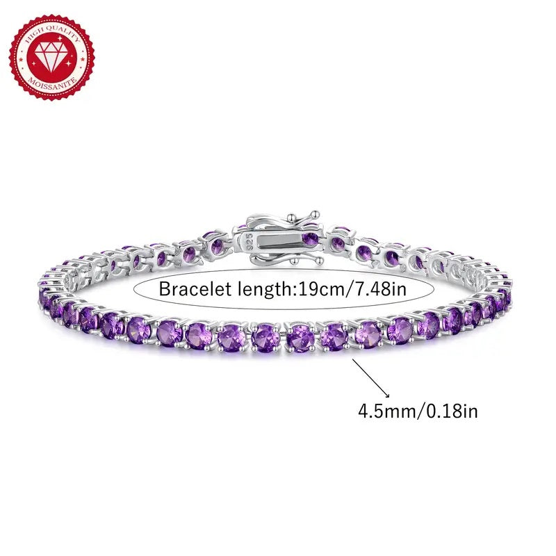 4.5mm Purple Moissamite Tennis Bracelet For Male And Female Couple