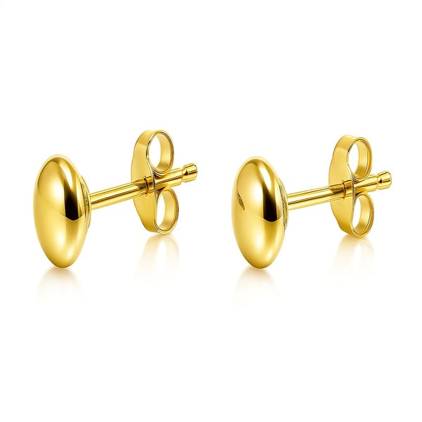 4.5mm 14k Yellow Gold Flat Ball Stud Earrings With Secure Backs