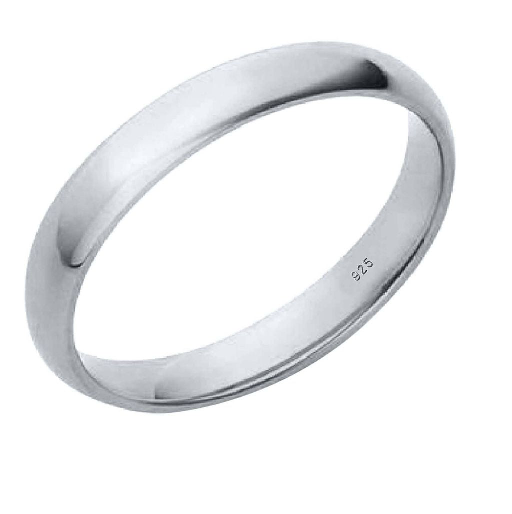 2mm 18K White Gold Plated 925 Sterling Silver Wedding Band