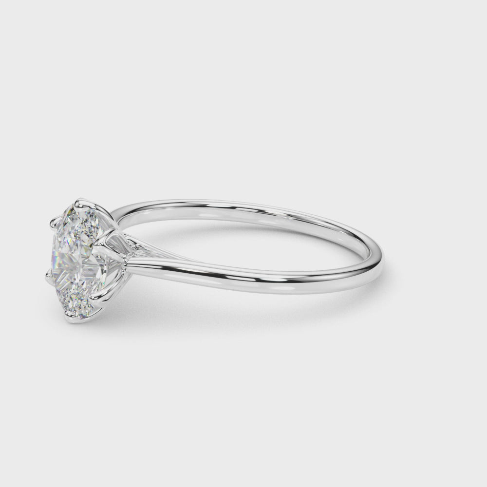 KohinoorGems 0.65Ct Oval Diamond Solitaire Engagement Ring In 14K Gold