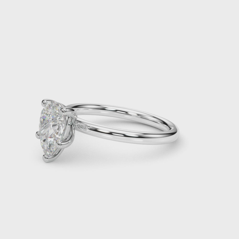 Elegant Pear-Cut Solitaire Diamond Ring in White Gold – Classic 5-Prong Setting