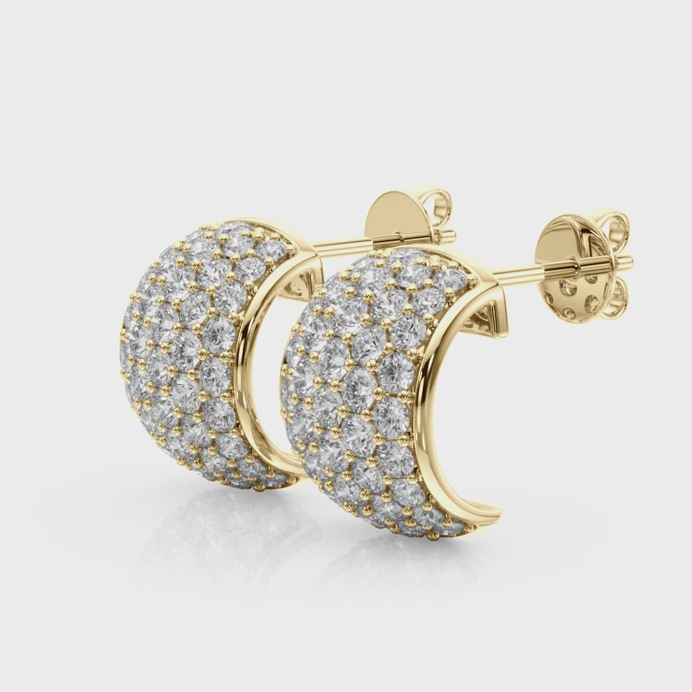 1.00 Ct Round Brilliant Diamond Hoop Earrings In 14K Rose / White & Yellow Gold