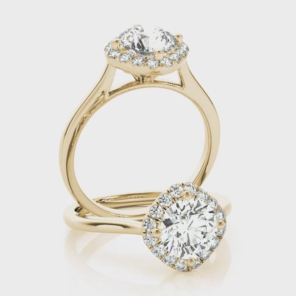 Engagement Halo Ring 1.00 Ct Diamond 10K Solid Gold