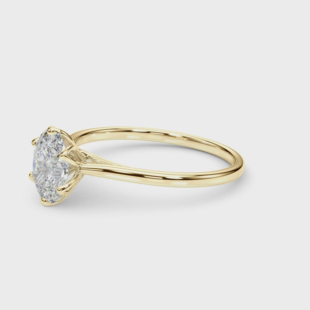 KohinoorGems 0.65Ct Oval Diamond Solitaire Engagement Ring In 14K Gold