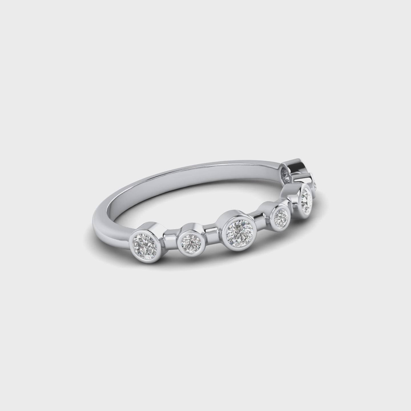 0.17Ct Bezel Set Diamond 14K Gold Wedding Band Women Jewelry