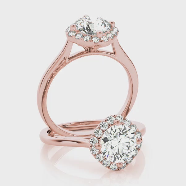 1.00 Ct Halo Diamond Engagement Rings In 10K Rose White & Yellow Gold