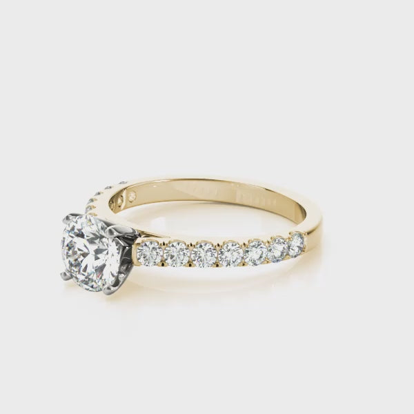 Elegant 10K White & Yellow Gold Split Prong Wedding Band with 1ct SI1 Diamonds (E/F/G)