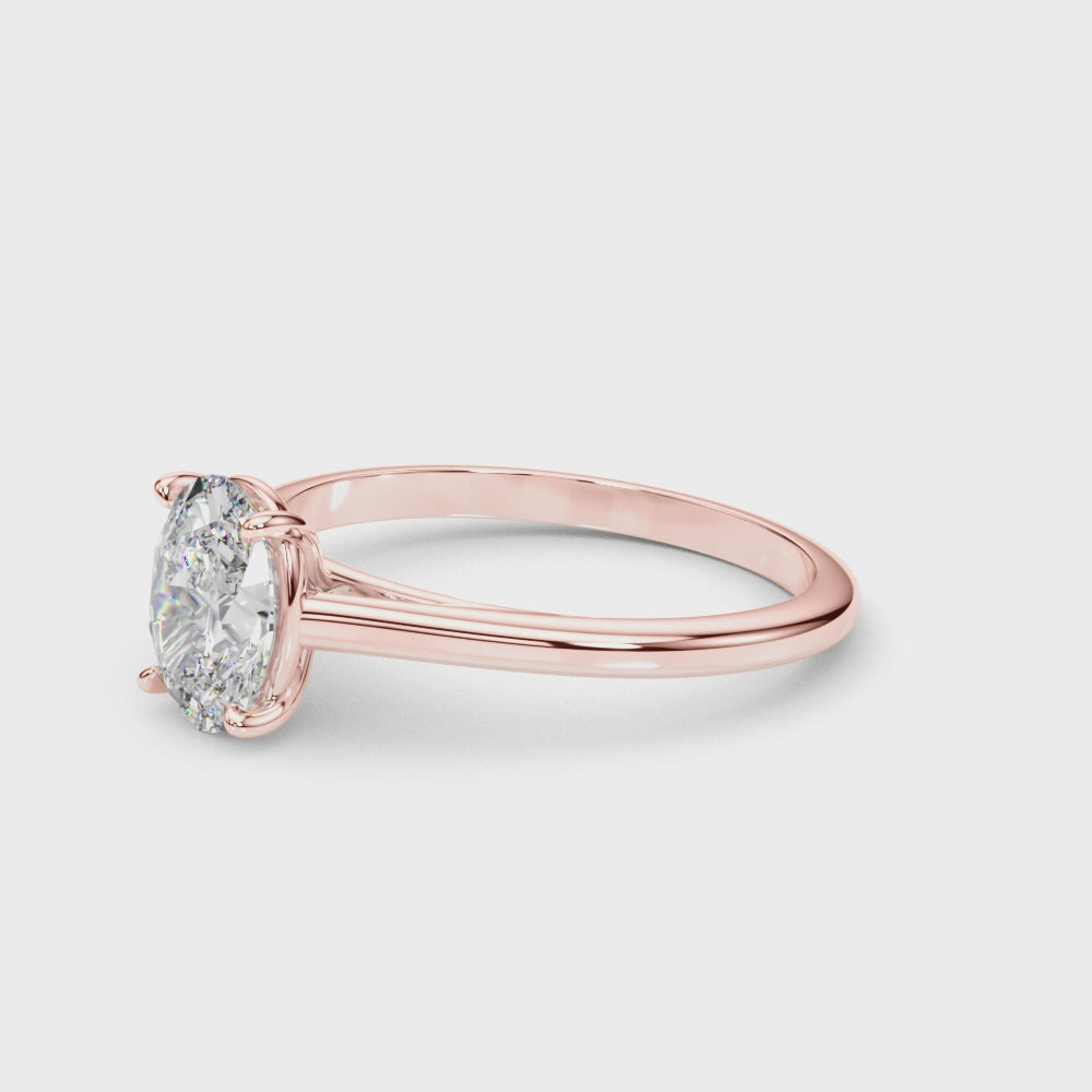 Solitaire Ring 1.10 Ct Oval Diamond 14K Rose Gold Engagement Women Jewelry