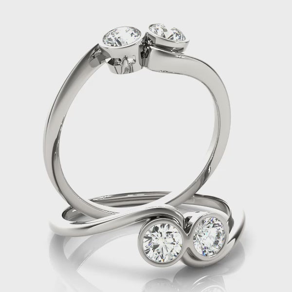 1/4 Carat Round Diamond 10K Solid White Gold Two Stone Engagement Rings