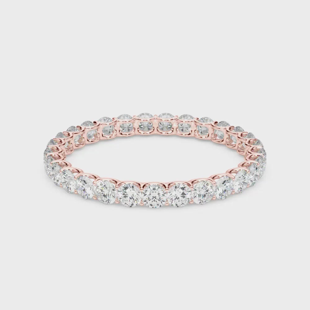 1.00 Carat Round Diamond Eternity Wedding Band In 14K Rose Gold