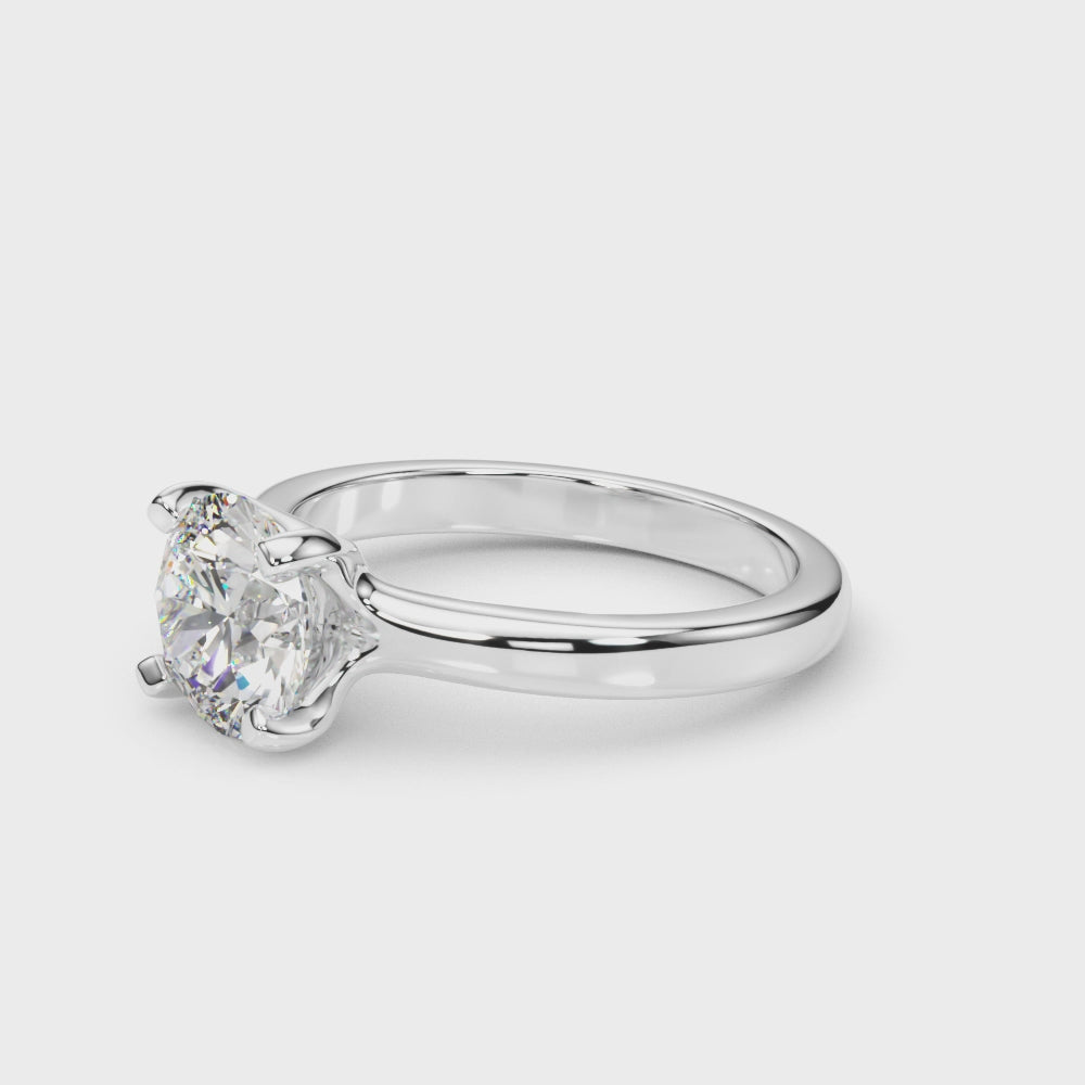Classic 0.50 Ct Round Moissanite Solitaire Engagement Ring in 14K White Gold