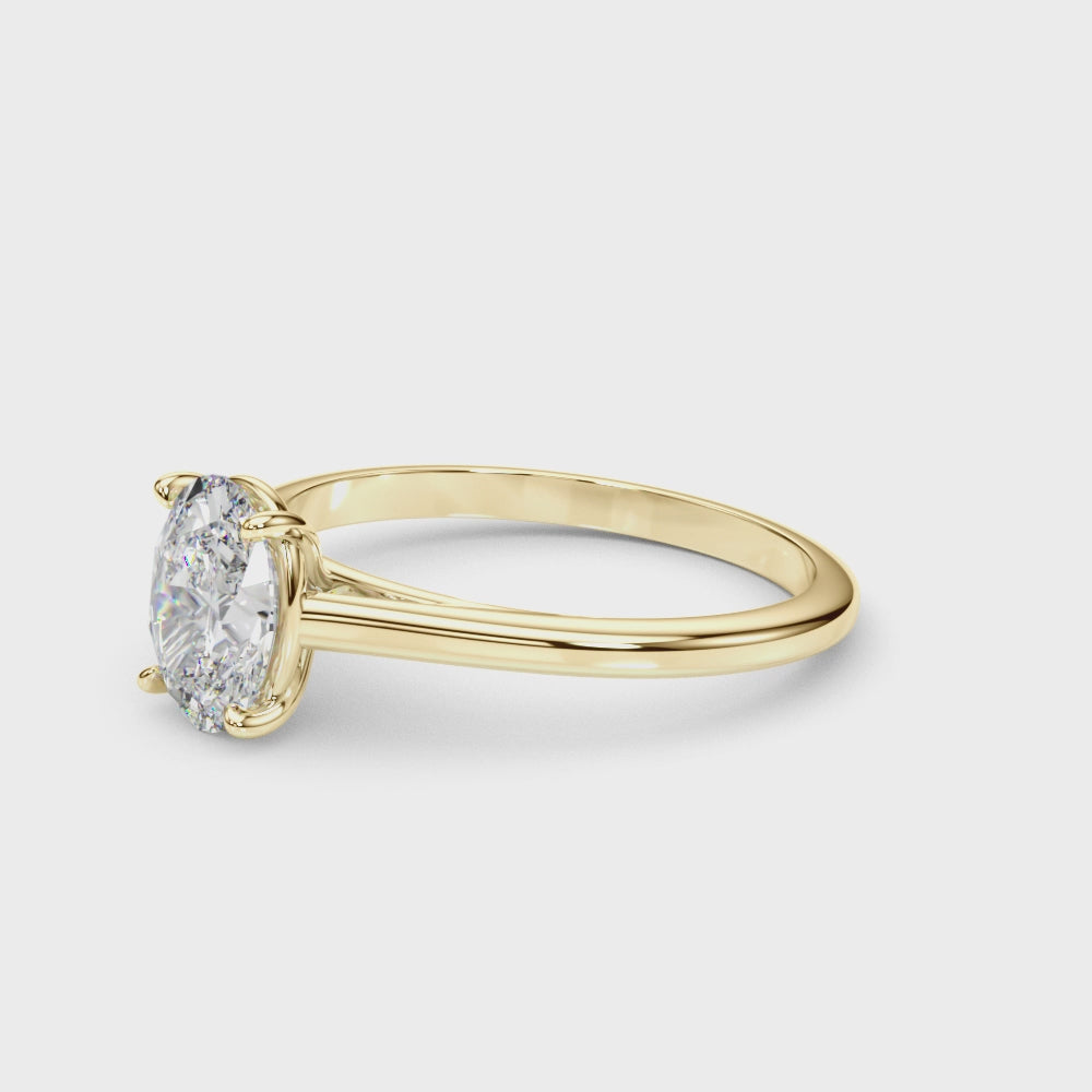 1.10 Ct Oval Diamond Solitaire Engagement Rings In 14K Yellow Gold