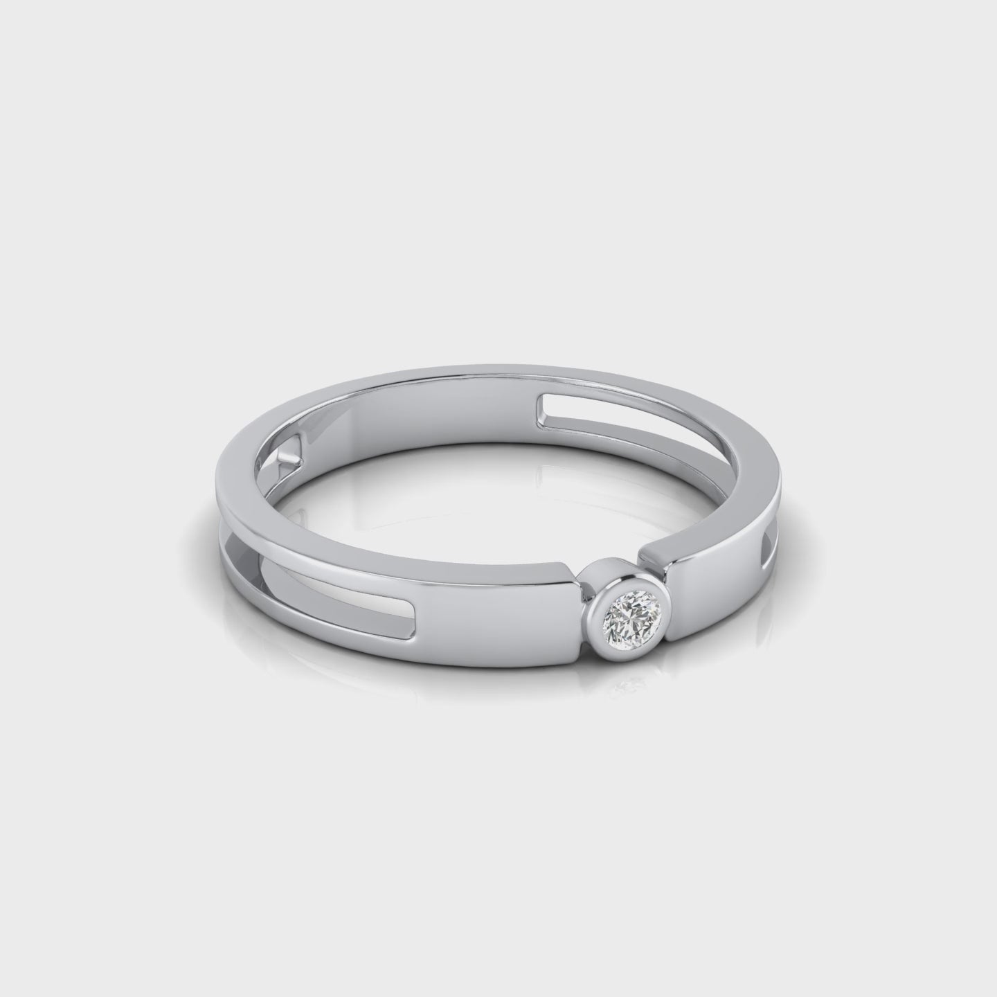 Wedding Band 14K Solid Gold 0.03Ct Bezel Set Diamond Engagement Rings Jewelry