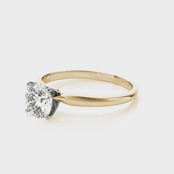 Solitaire Diamond Ring 0.12 Ct Round Diamond In 10K Solid Yellow Gold