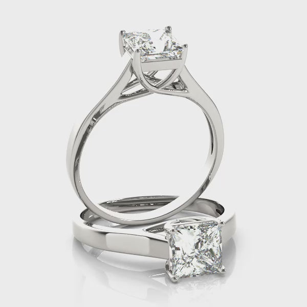 Solitaire Ring 1/3 Ct Princess Diamond 18K Gold Plated Engagement Wedding Jewelry