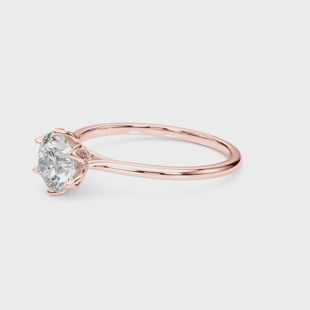 0.33 Ct Lab Grown Diamond Solitaire Engagement Ring in 14K Rose Gold | FG/VVS1 | 2.25g