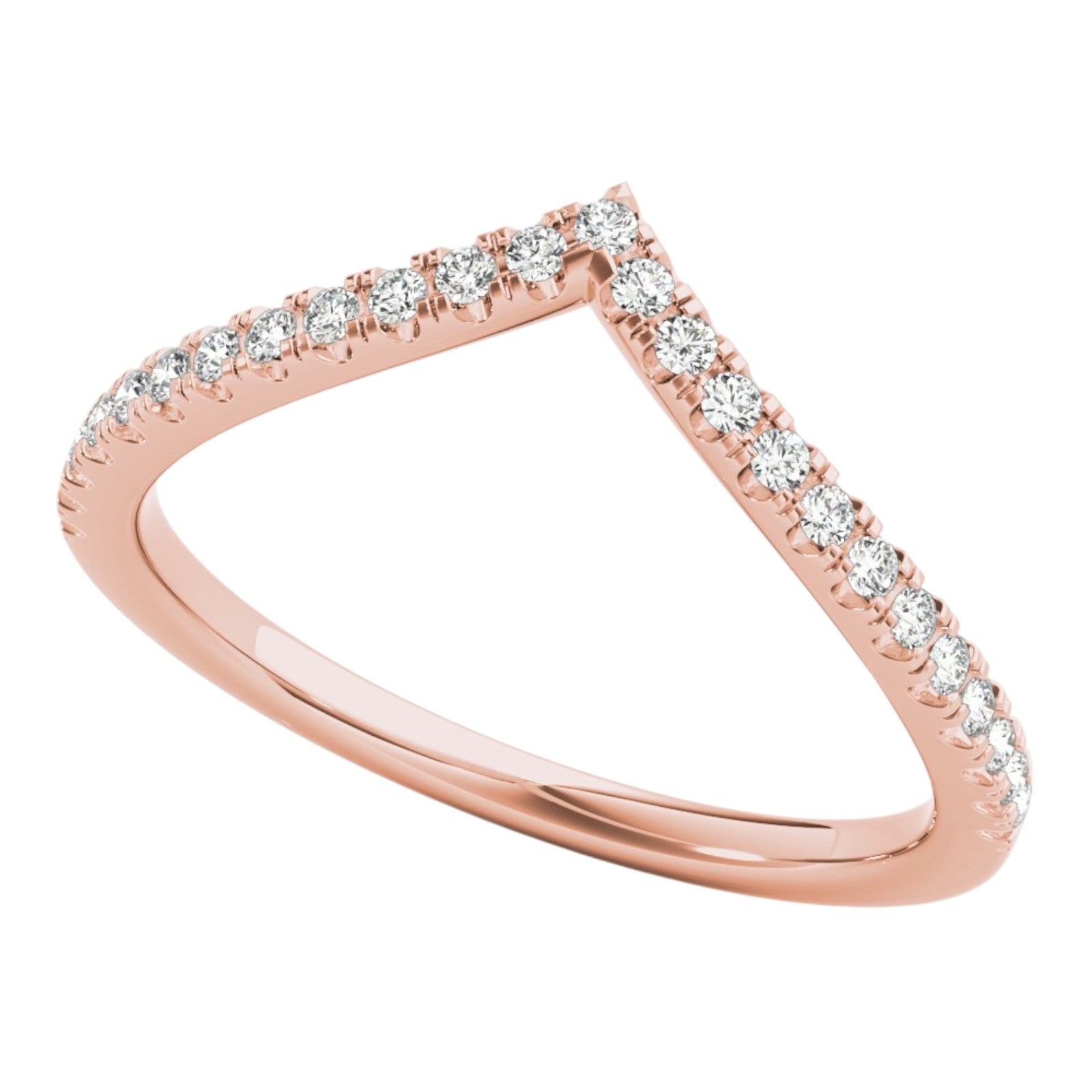 0.20 Ct Diamond Chevron Wedding Band in Gold