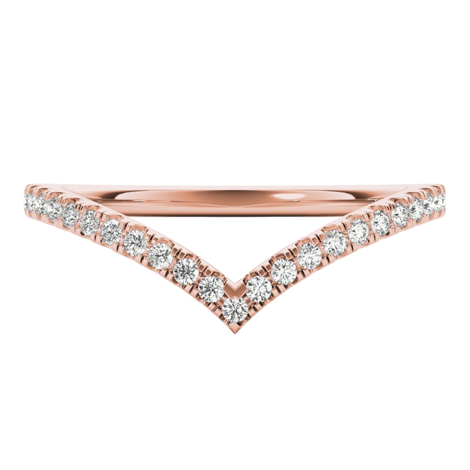 0.20 Ct Diamond Chevron Wedding Band in Gold