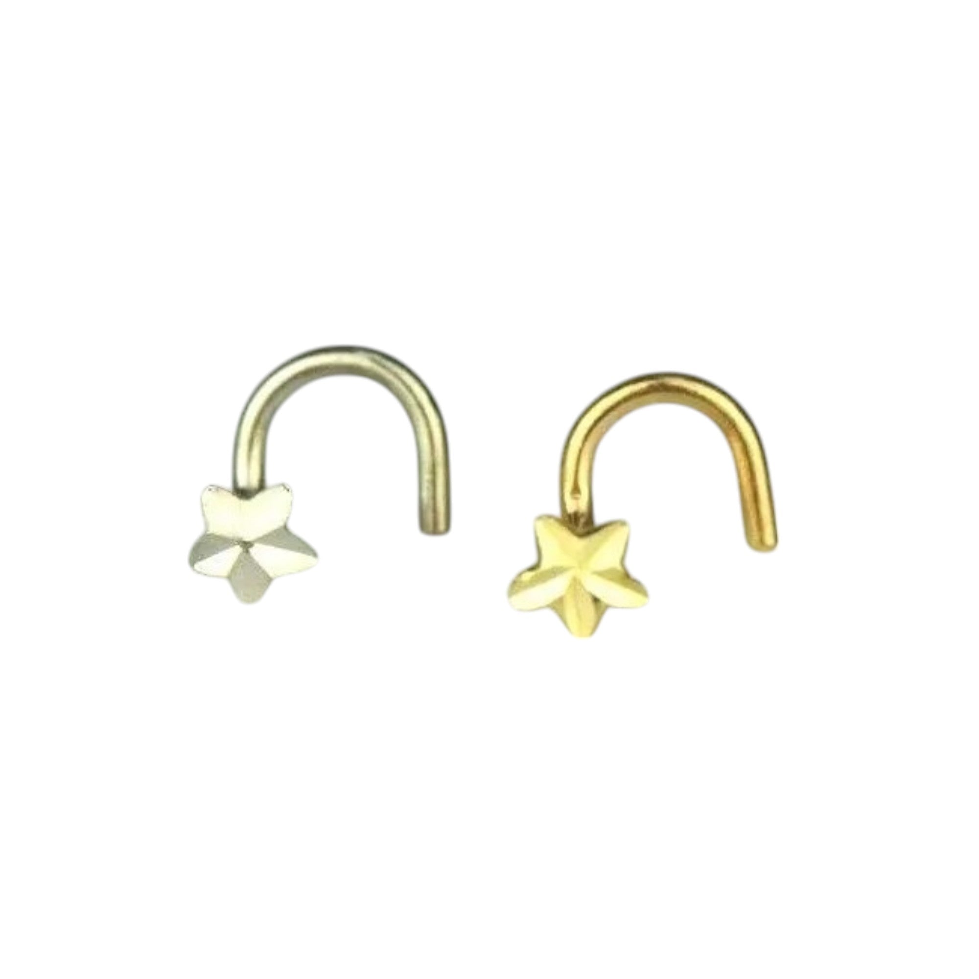 14K Yellow or White Gold Diamond Cut Star Nose Piercing