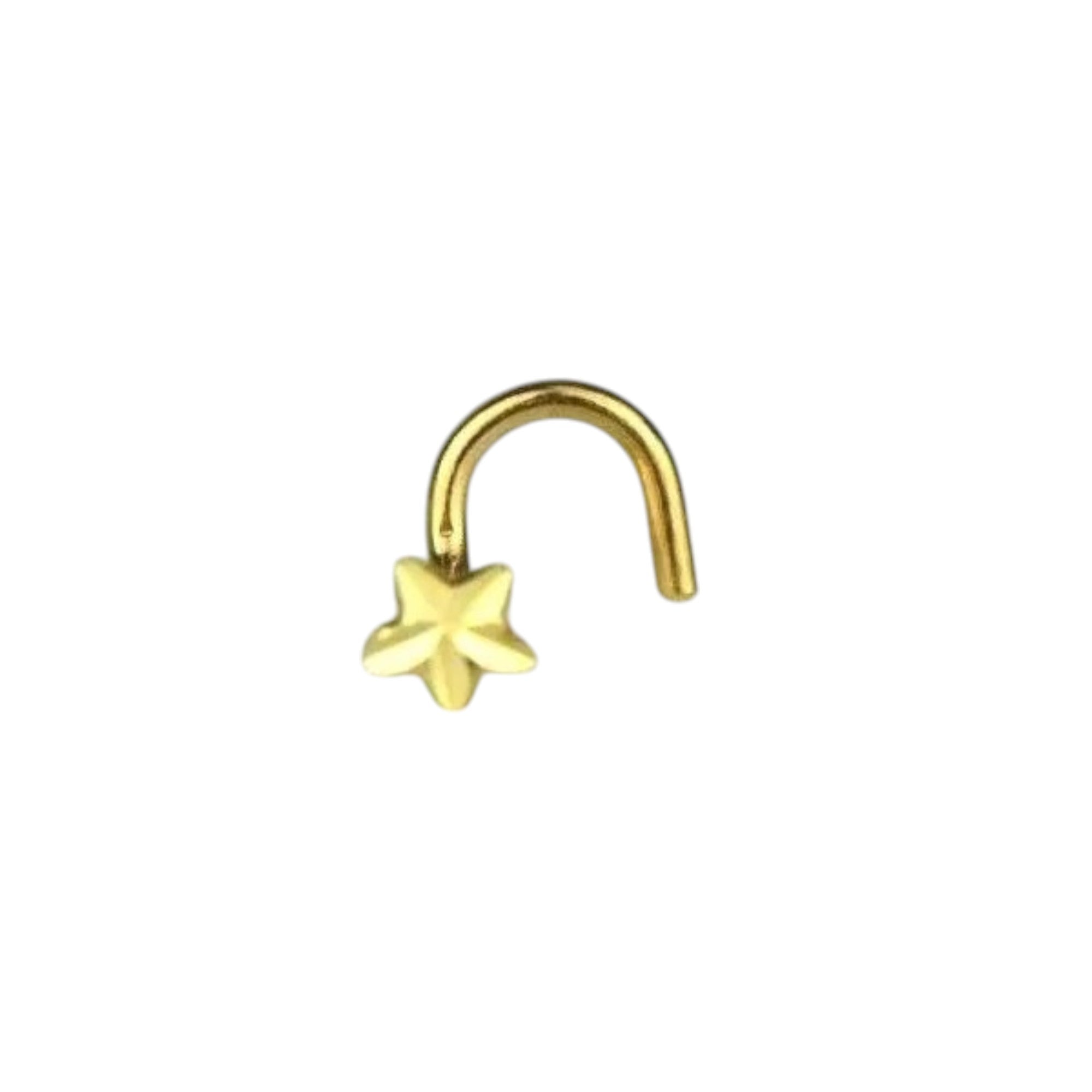 14K Yellow or White Gold Diamond Cut Star Nose Piercing